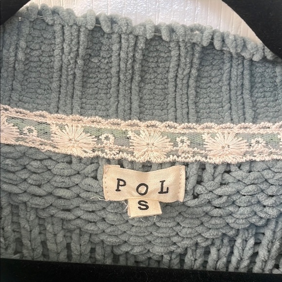 POL Teal Crew Neck Sweater with Chevron Knit - Picture 2 of 4